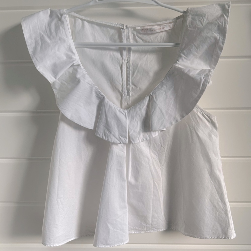 Zara White Poplin Top